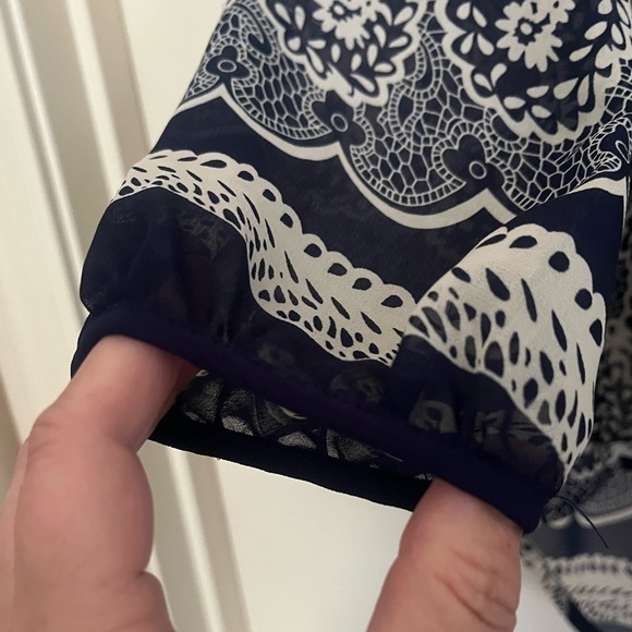 Blu Pepper Navy and White Floral Blouse - Picture 2 of 4